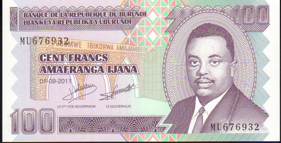 Burundi 100 Francs 2011, Pick 44b Mint Unc