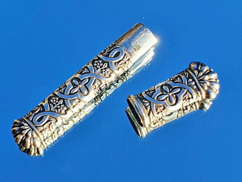 Silver Sewing Needle Case, Etui, Ornate Repousse design