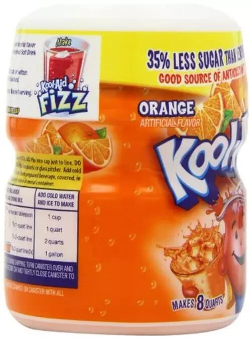 Kool-aid Orange soft drink Mix 19 Oz Container