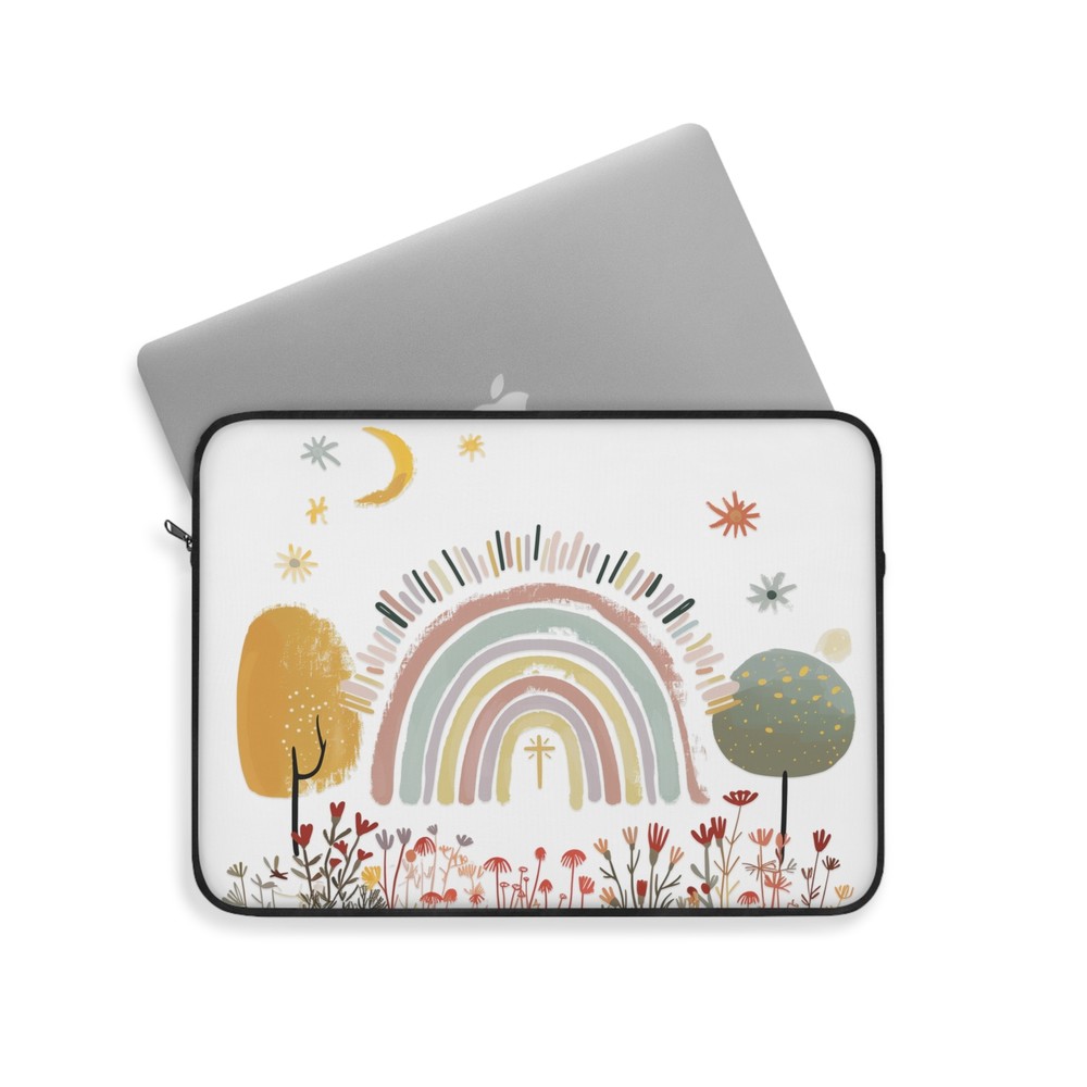 Garden Rainbow Laptop Sleeve in White