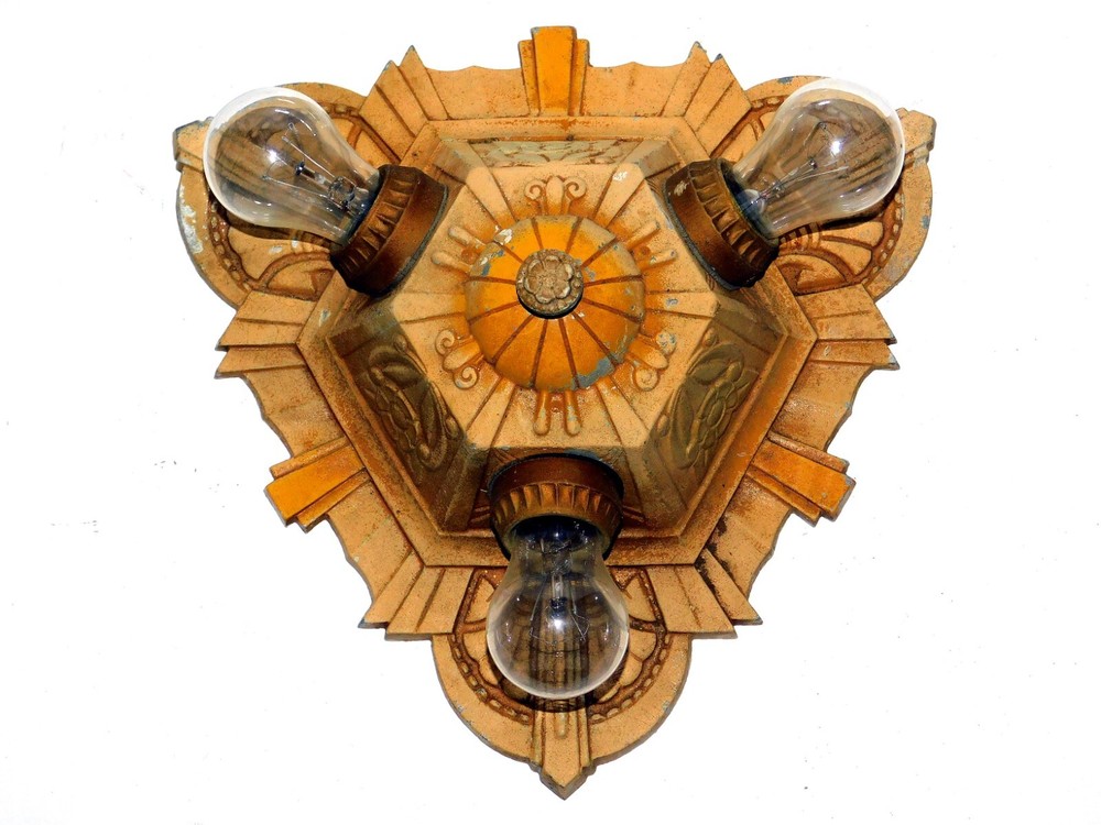 Vintage Art Deco 3-Bulb Ceiling Light