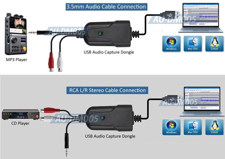 Premium USB-Based Digital Audio Recorder Audio Capture Adapter For PC Mac