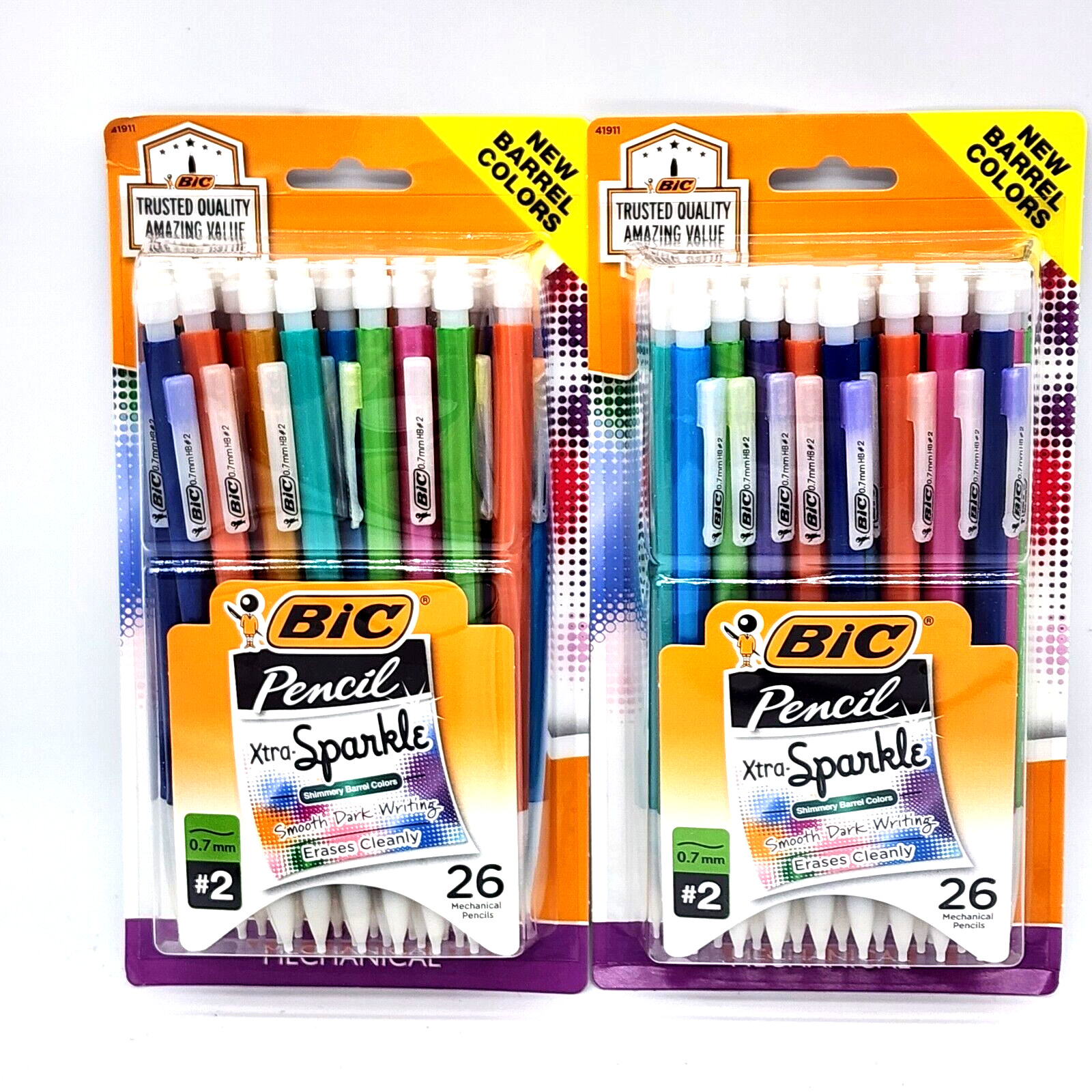 52 BIC Xtra Sparkle Mechanical Pencils 0.7mm #2 Dark Smooth Writing Shimmery