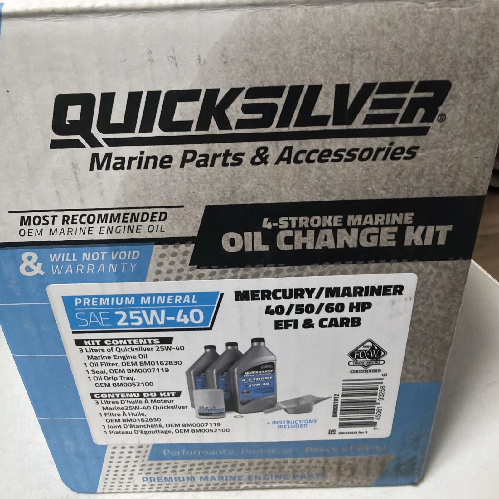 Mercury Marine Mercruiser New OEM 25W-40 Oil Change Kit, 8M0081912