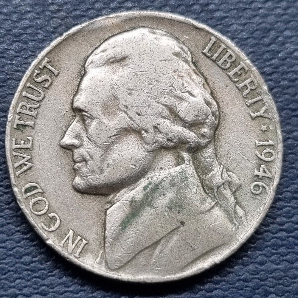 1946 Jefferson Nickel - ERROR - Lamination Error - Circulated #94570
