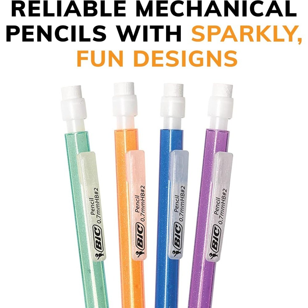 Xtra-Sparkle 2 Mechanical Pencils With Erasers, Medium Point (0.7mm),
