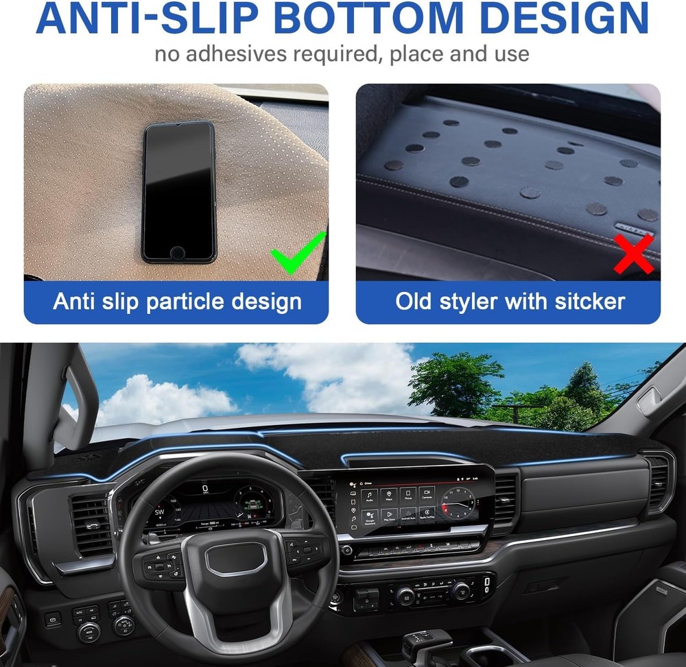 Dashboard Cover Non-Slip Dash Mat For 2022 2023 2024 2025 Chevy Silverado 1500