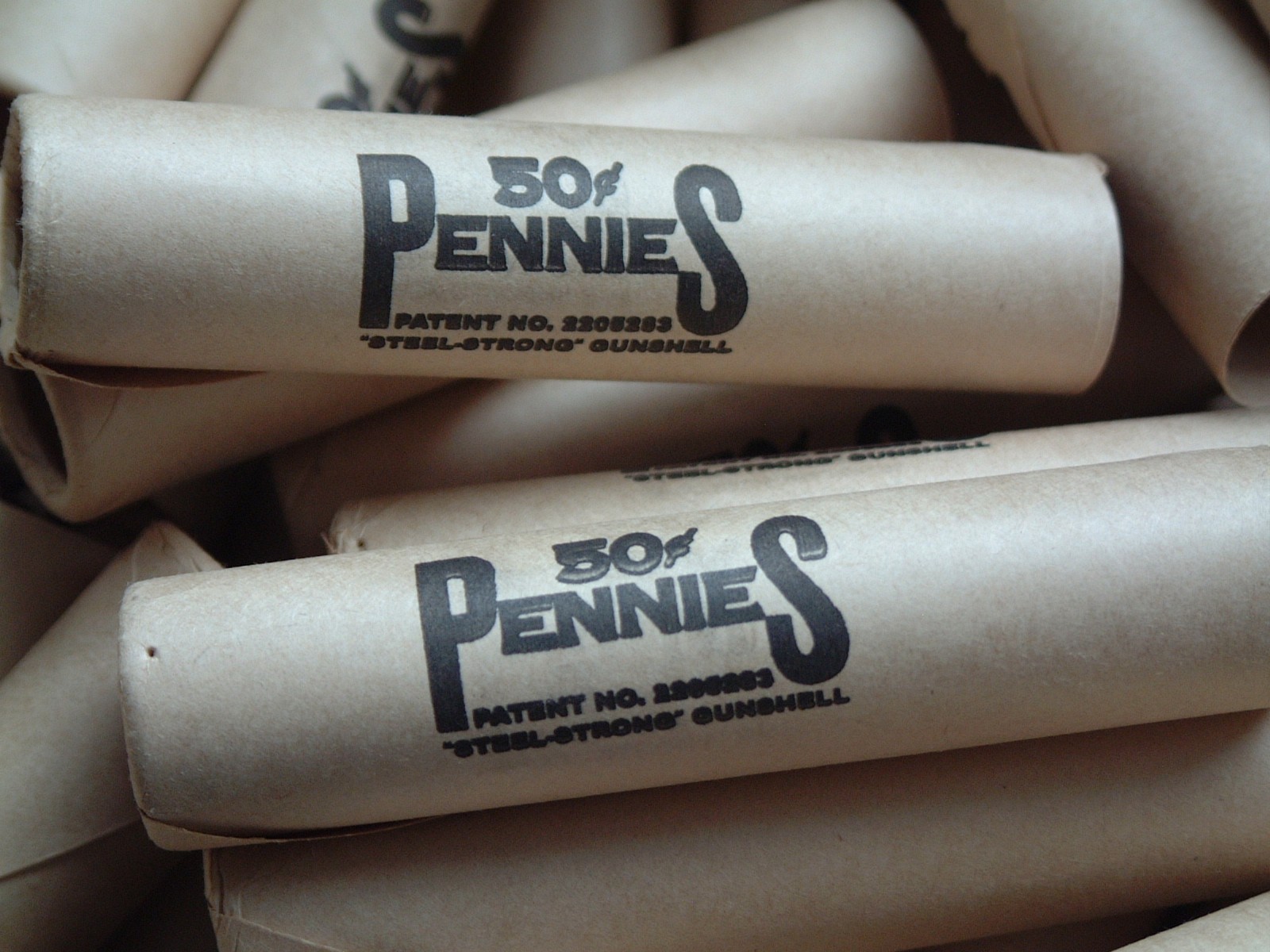 50 VINTAGE PRECRIMPED "STEEL-STRONG" GUNSHELL PENNY COIN WRAPPERS