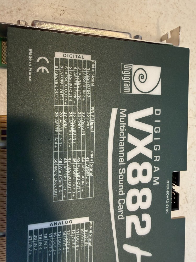 Digigram VX882HR Multichannel Sound Card PCI-X Audio Interface w/ Cable