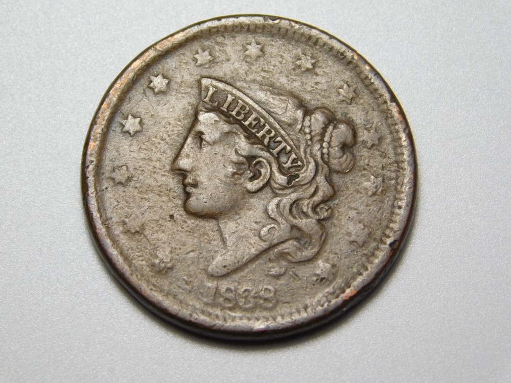 US COINS 1838 CORONET HEAD LARGE CENT