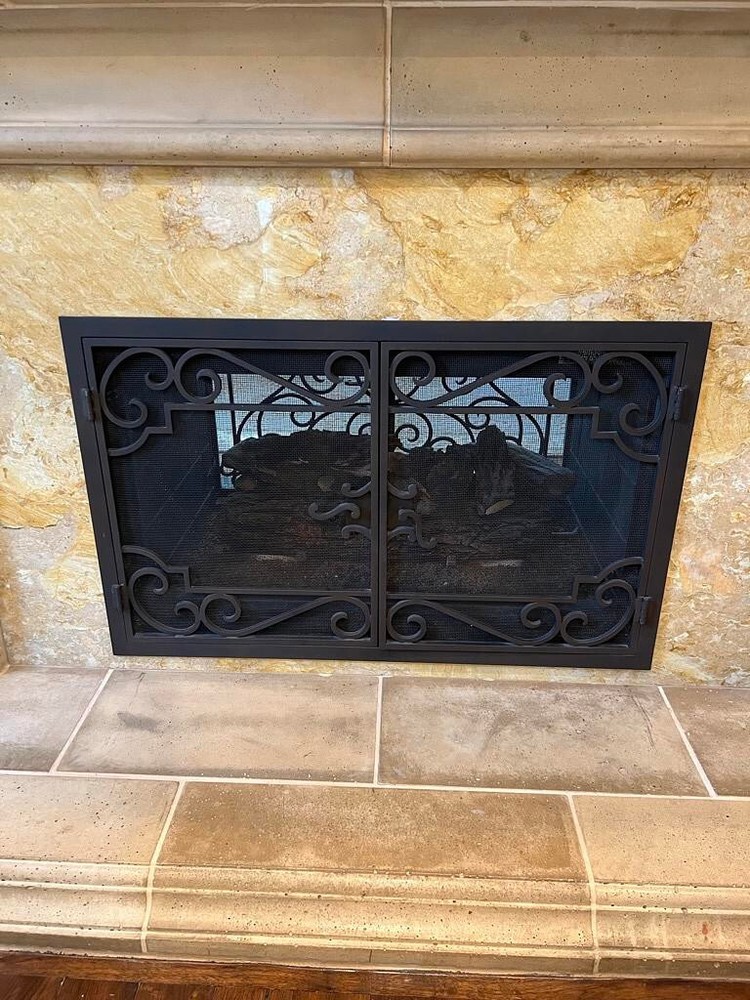 Custom Scrolled Iron Fireplace Doors