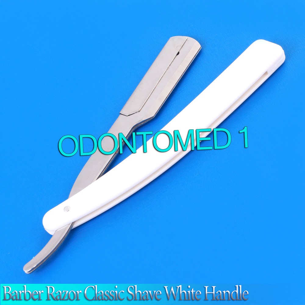 Straight Barber Razor Classic Shave White Handle