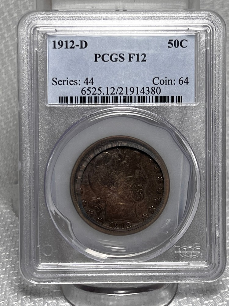 1912 D Barber Half Dollar 50C PCGS F12