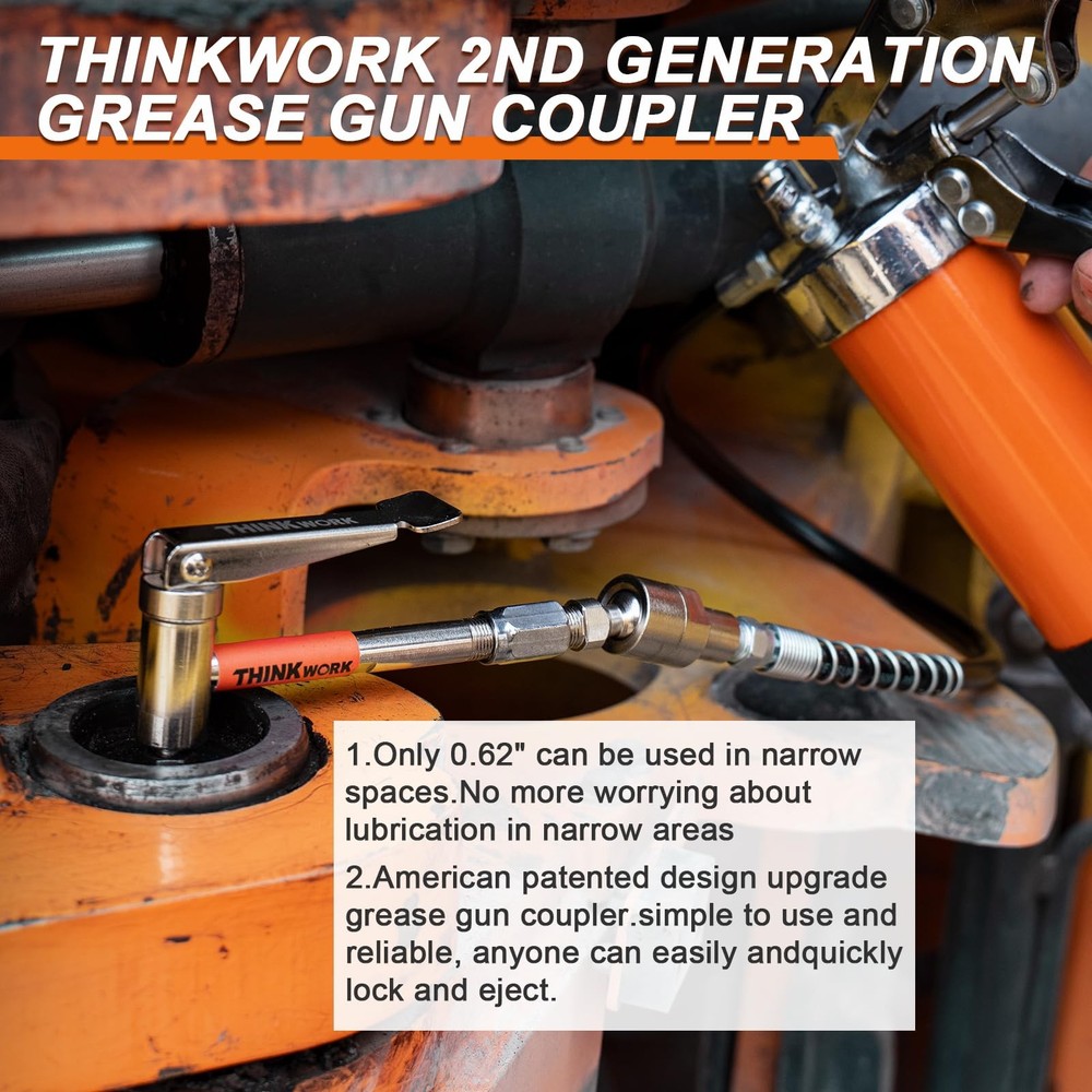 THINKWORK Grease Gun Coupler, 90° Degree Tips