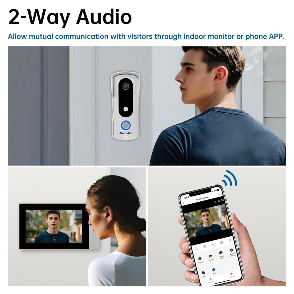 ElectraEra Video Intercom System, 7 Inches Touch Screen Video Doorbell