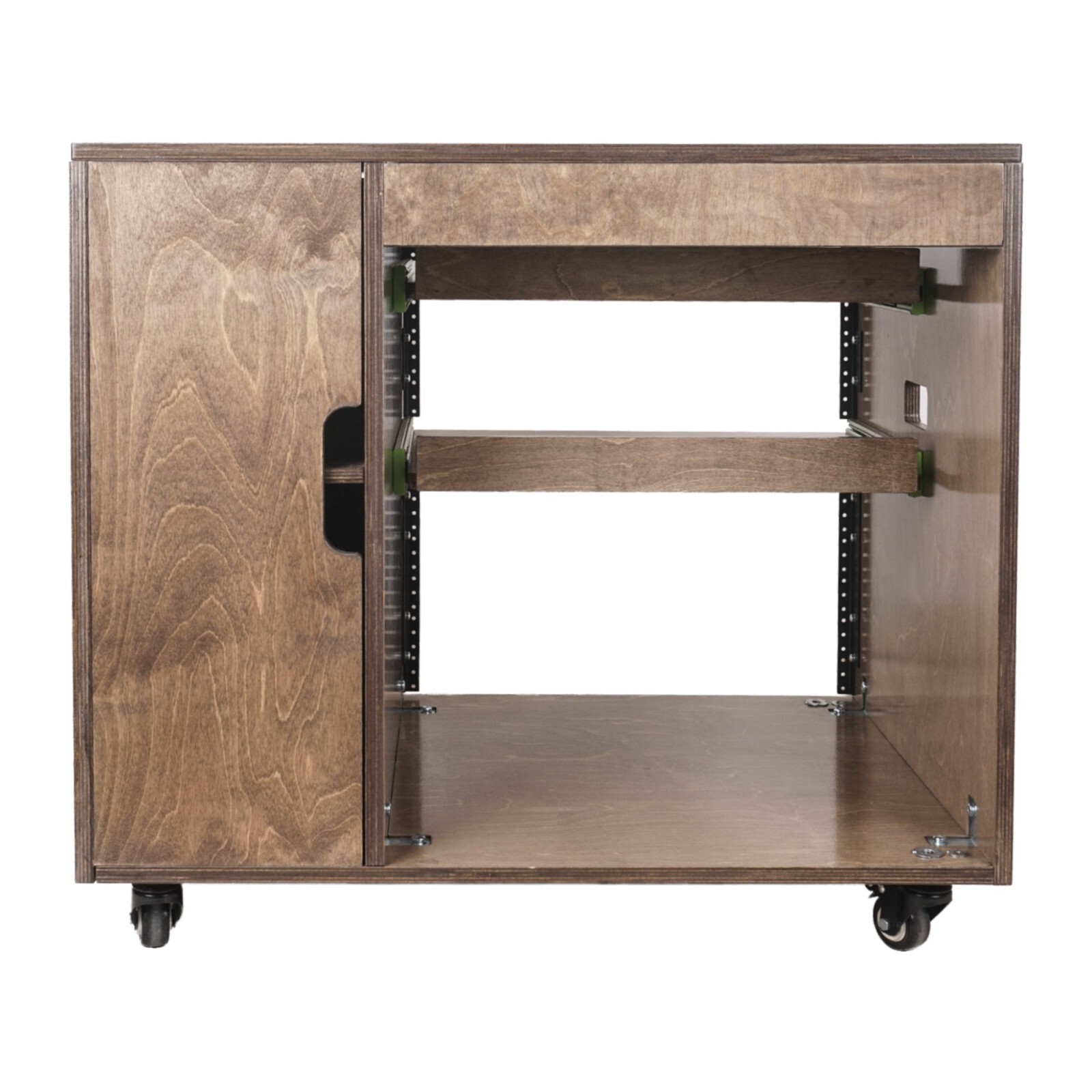 Sound Town 11U Plywood Studio Rack Slide-Out Trays Weathered Brown SDRK-CR11B