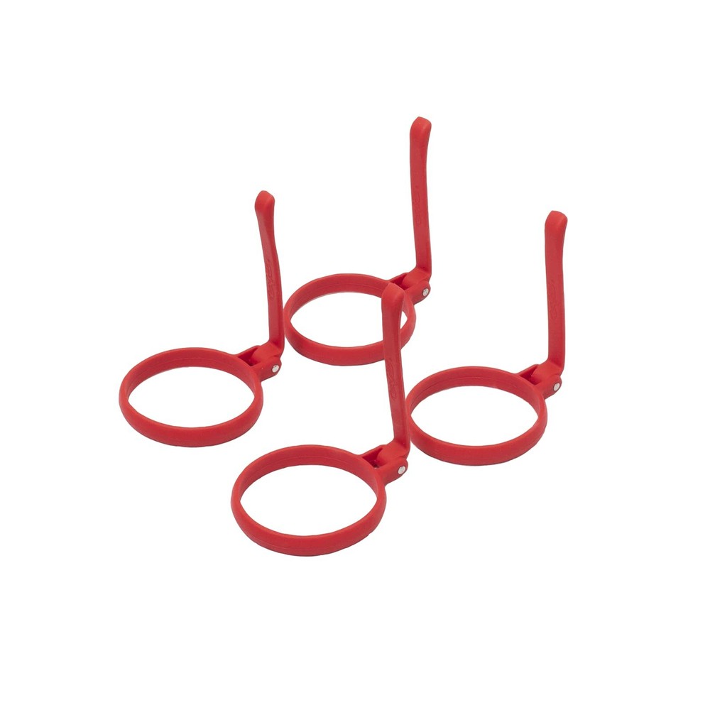 4 Pack Char-Griller Silicone Griddle Egg Ring with Foldable Handle