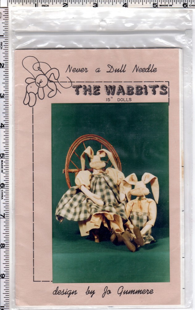 Never a Dull Needle Sewing Craft Dollmaking Pattern "The Wabbits" 15" Dolls