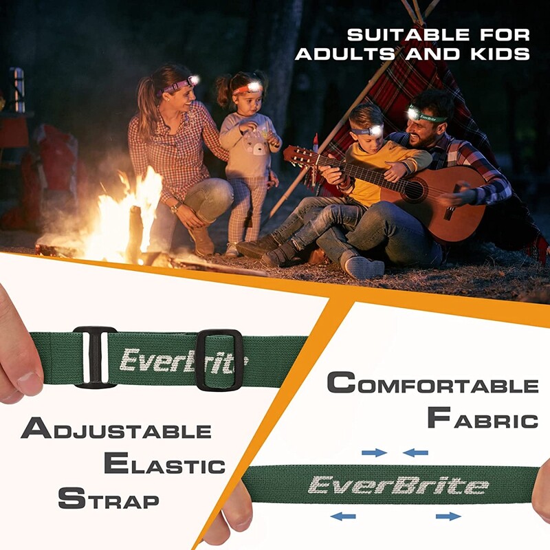 EverBrite Bright LED Headlamp Super Head Lamp 5 Lighting Modes Flashlight 5-PACK