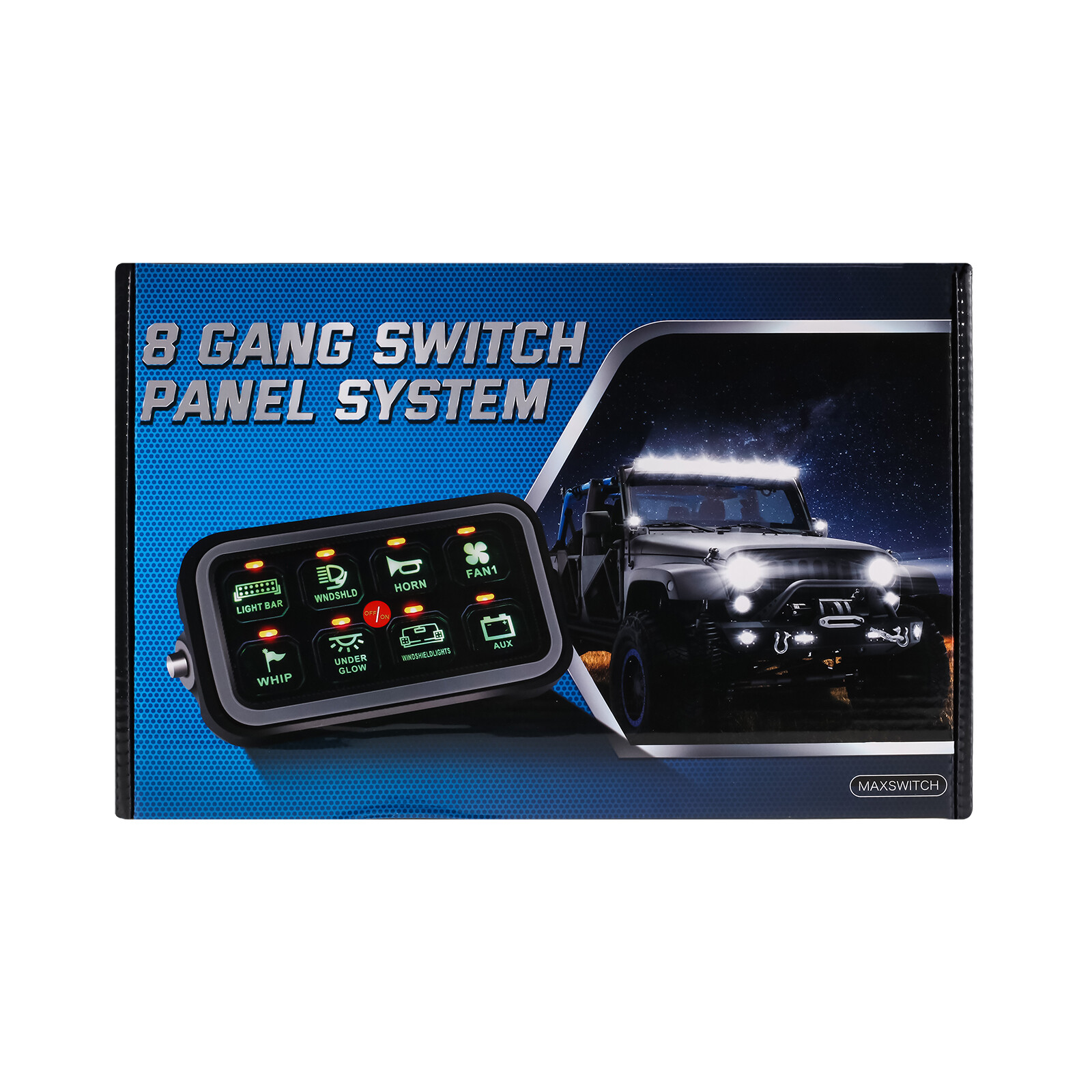 Auxbeam 8 Gang Switch Panel Automatic Dimmable Green LED On-Off Car Truck ATV