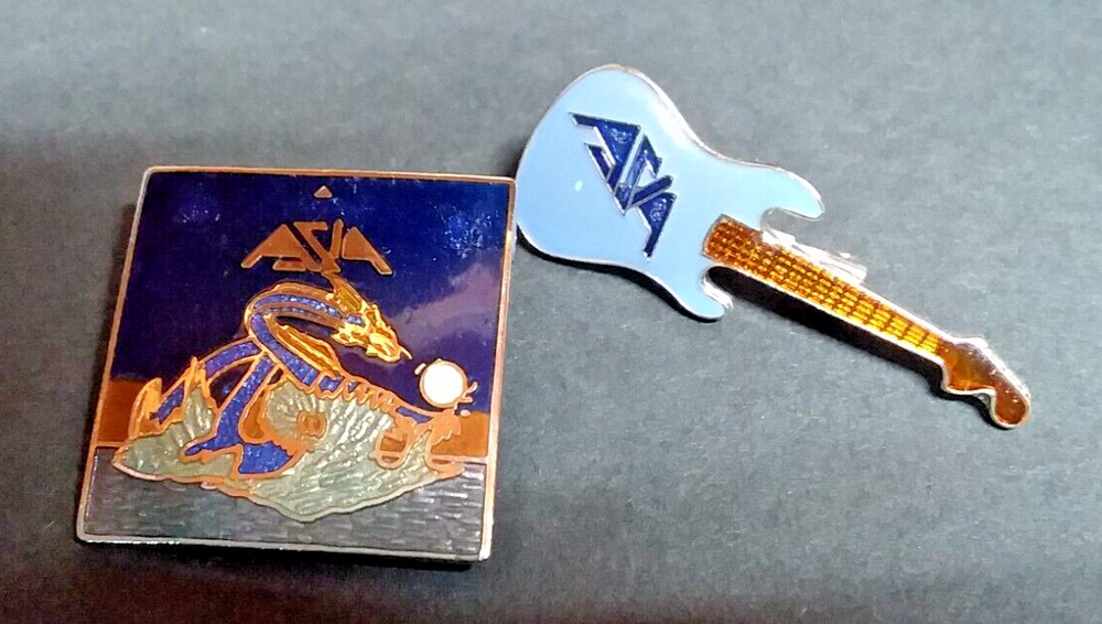 ASIA vintage enameled metal pins (2 different) 1-1.5"  NICE! Lake, Palmer