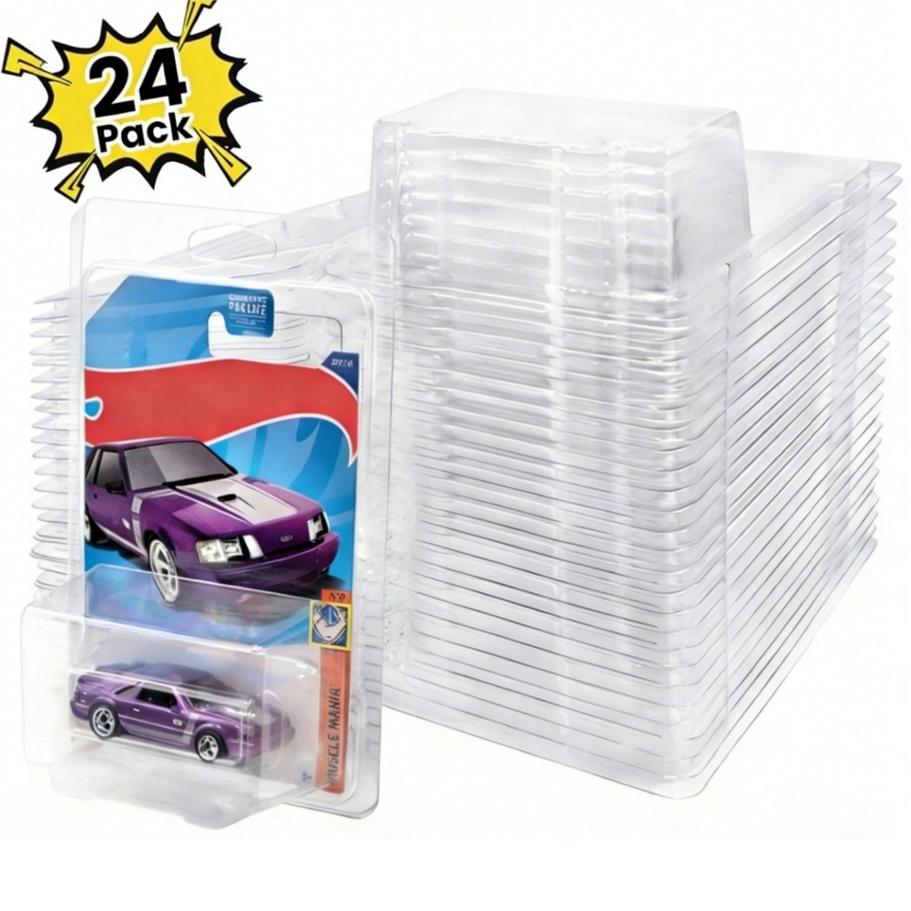 24Pack Clear Protector Case Plastic Display For Hot Wheels & Matchbox Basic Cars