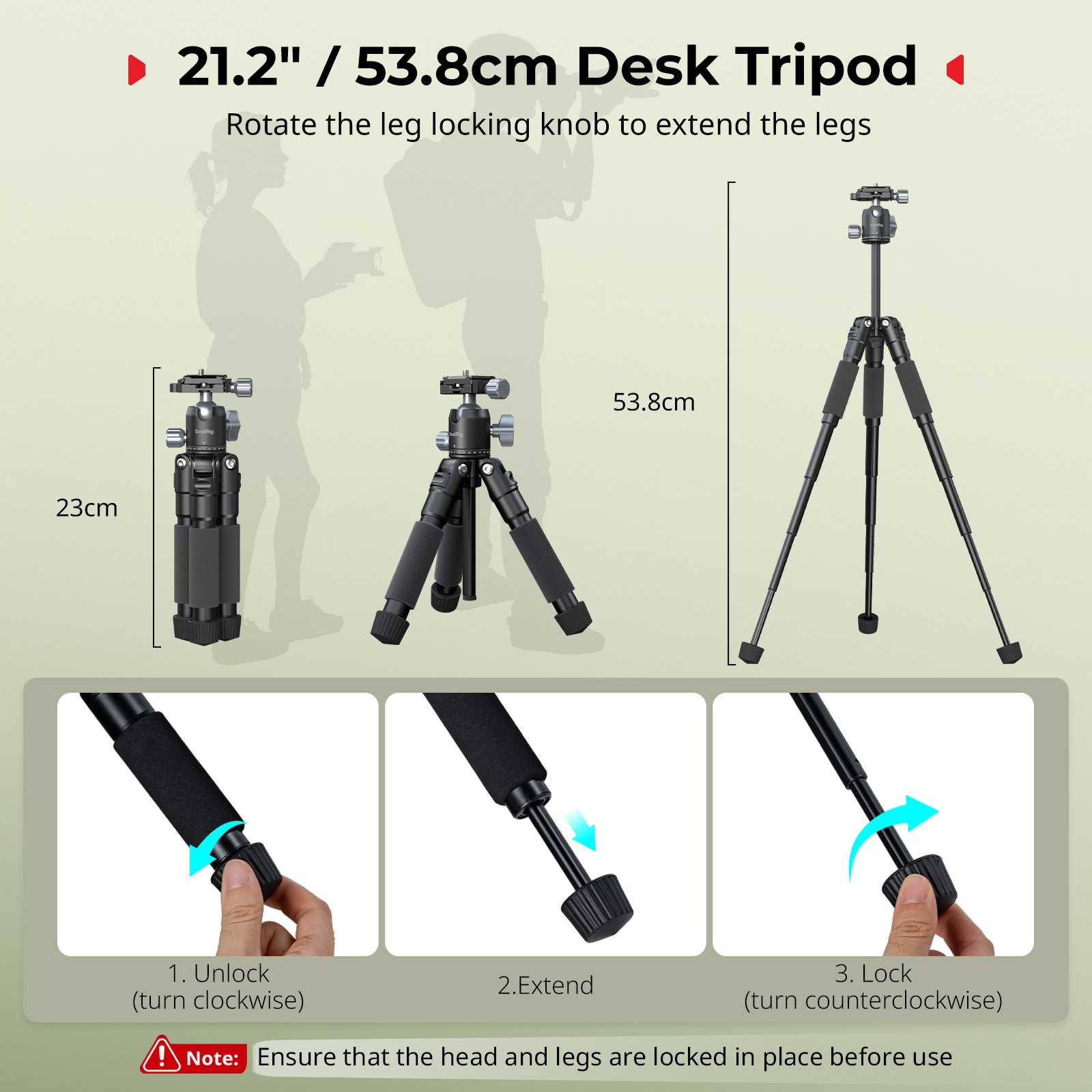 SmallRig VT-20Pro 21.2"/ 53.8cm Mini Tripod for Camera/Phone w/ 360° Ball Head