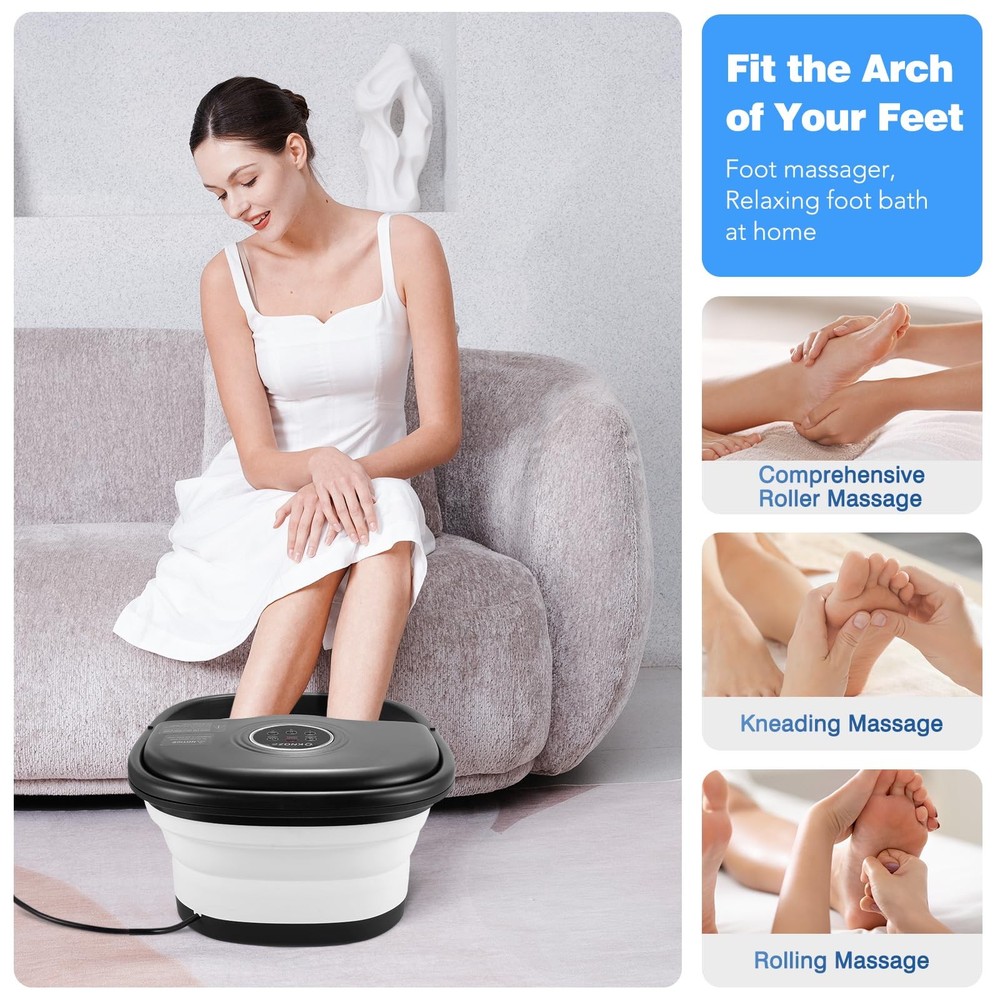Collapsible Foot Spa Bath with Heat & Remote Control, Bubble Massage, Tempera...