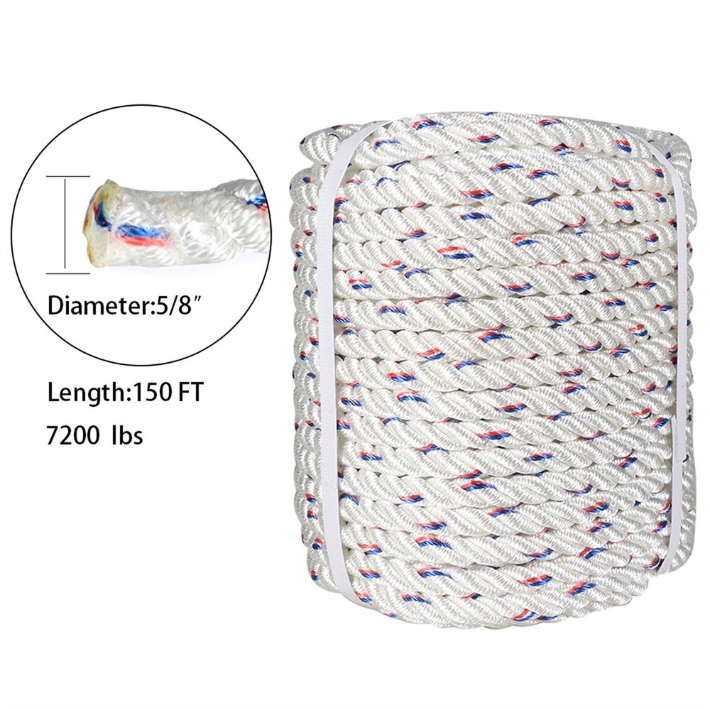 7200Lbs Double Braid Polyester Arborist Bull Rope Pulling Rigging Line 5/8"×150'