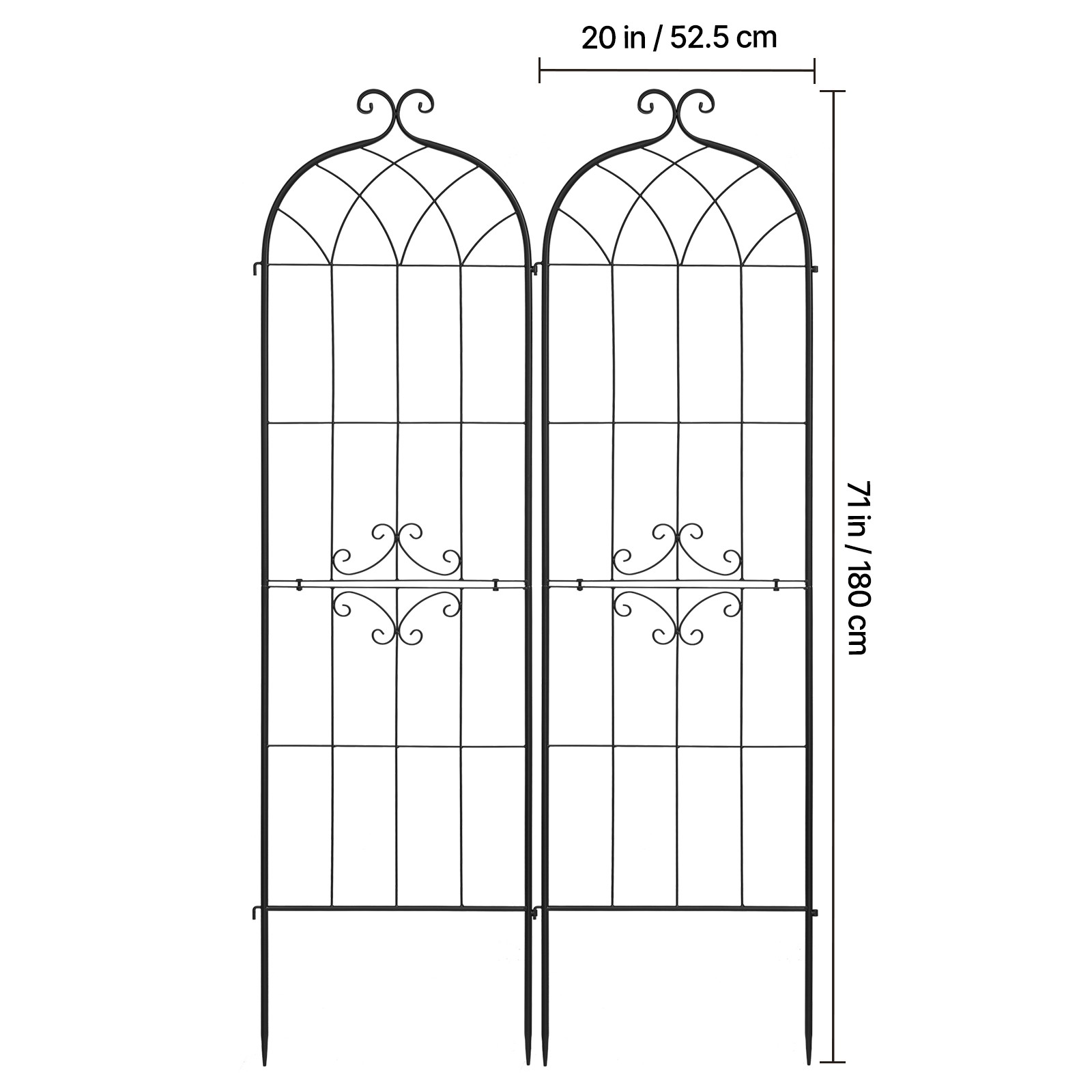 Uimoso Metal Garden Trellis 71" x 20" 2 Packs for Flower Plants Vegetables Yard