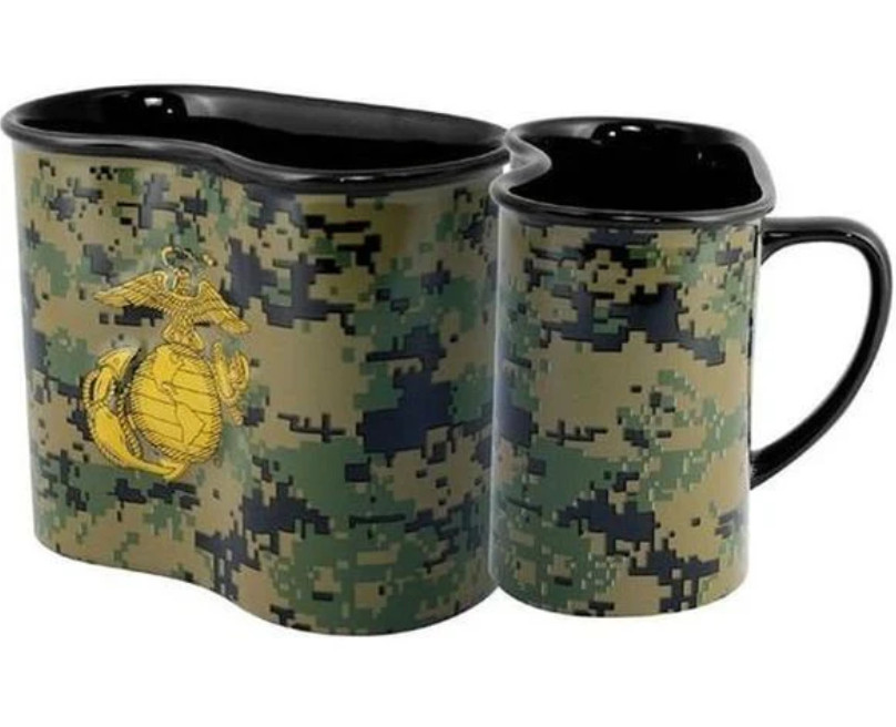MARINE CORPS EAGLE GLOBE CAMO CANTEEN MUG