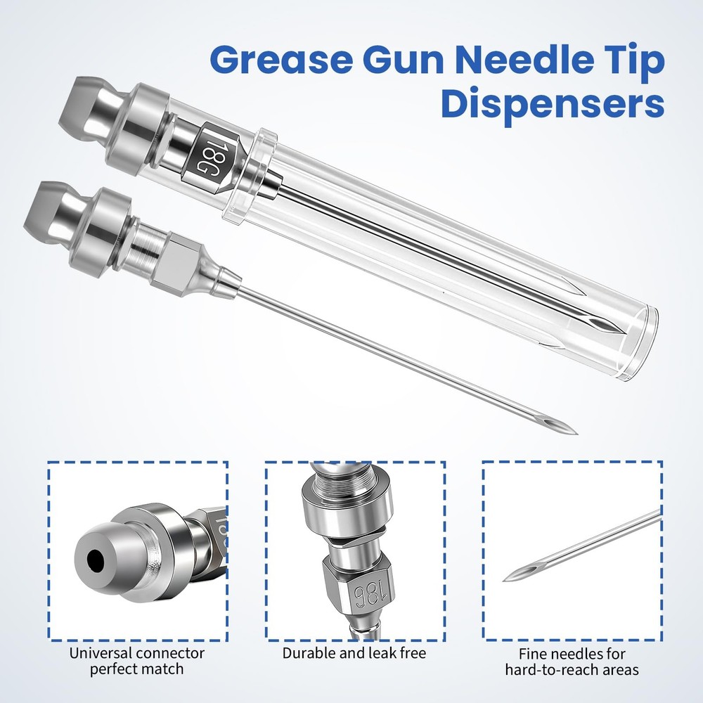 7PCS Grease Gun Needle Tips Accessories Kit Set Mini Dispenser Silver
