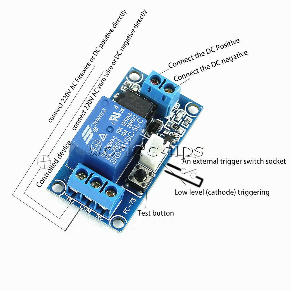 DC 5V/12V/24V 1 Channel Latching Relay Module Touch Bistable Switch MCU Line