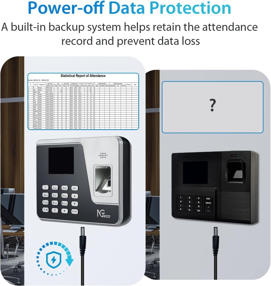 NGTeco AS10 Standalone Time Card Machine Automatic Punch in Out