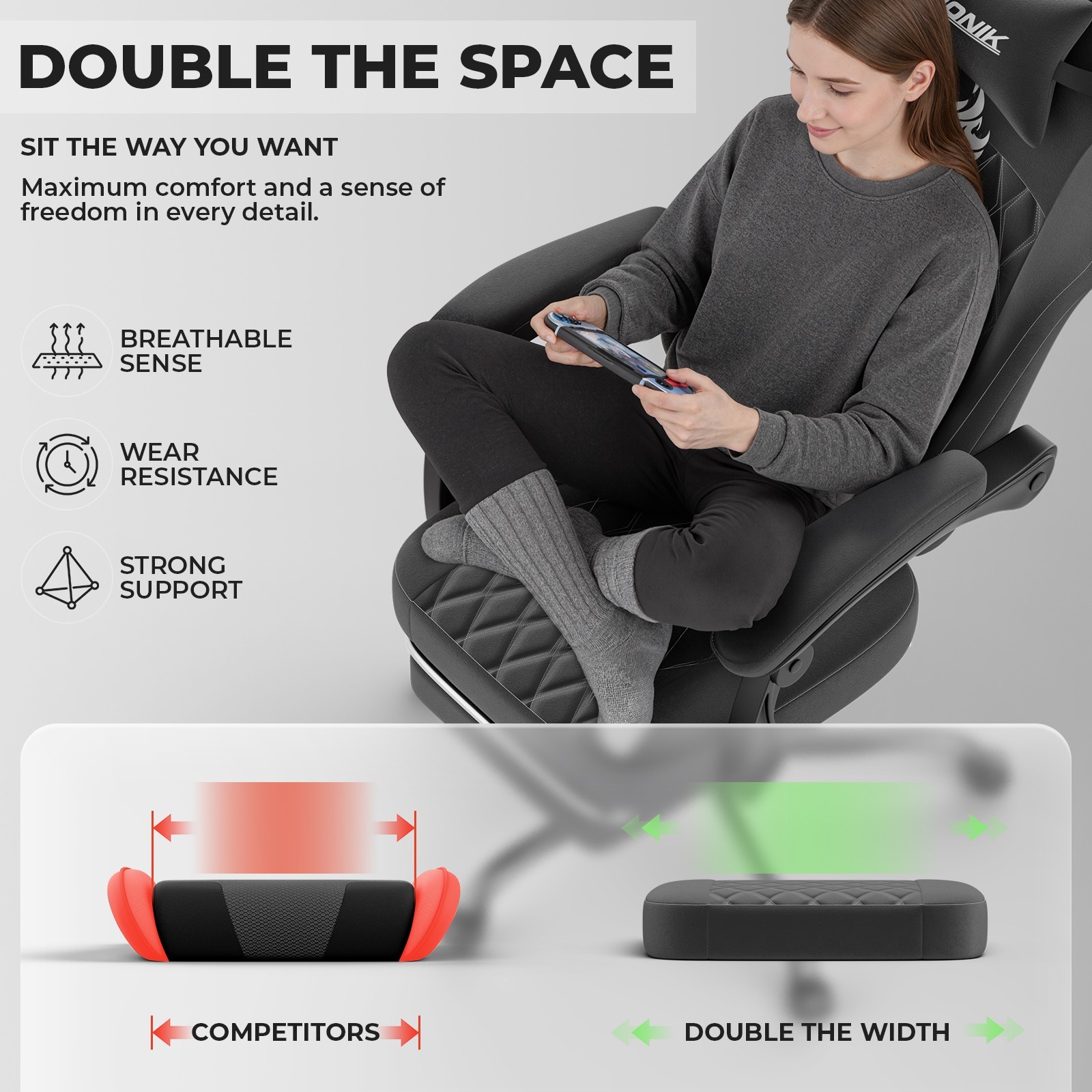 Gaming Chair with Footrest and Lumbar Support Height Adjustable Gaming Chair