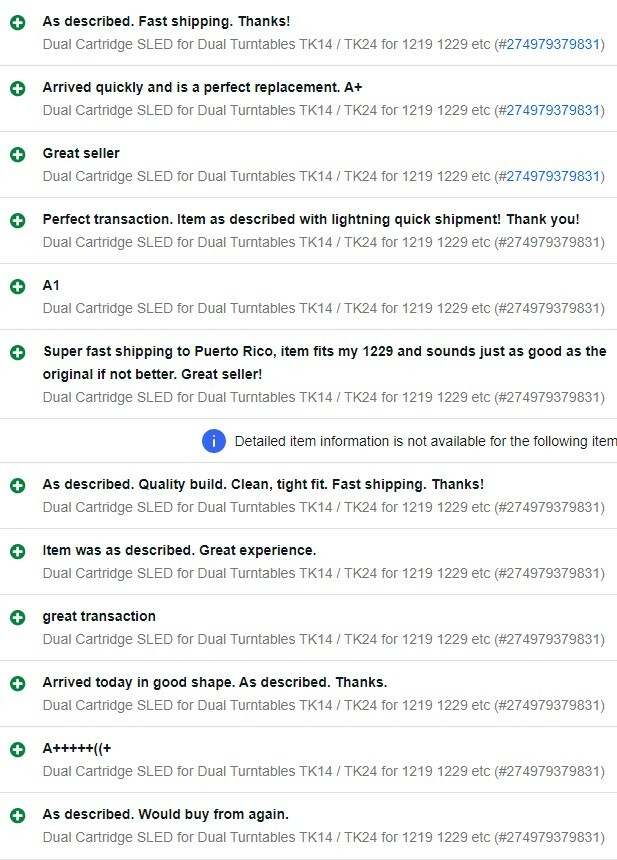 Dual Cartridge SLED for Dual Turntables TK14 / TK24 for 1219 1229 etc