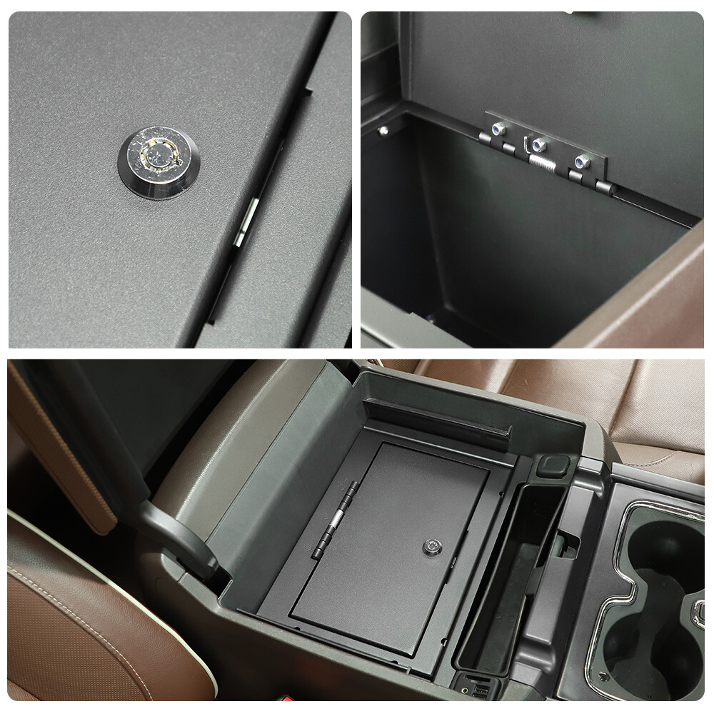 Locking Car Safe Box Armrest Console Insert Case W/Key For Chevy Silverado 2014+