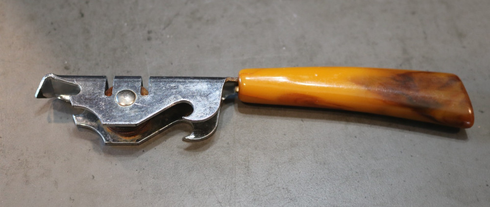 VTG TORTOISE BAKELITE BOTTLE OPENER KNIFE SHARPENER