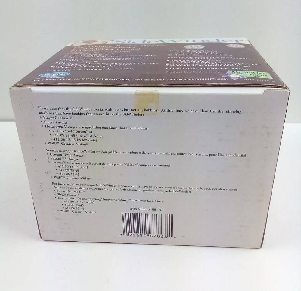 Simplicity Side Winder Portable Sewing Thread Bobbin Winder w/AC Adapter