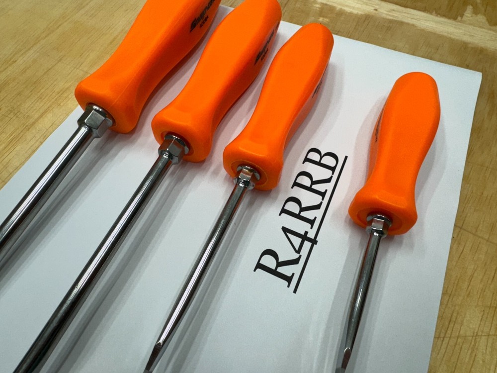 Snap-on Tools USA NEW 4pc ORANGE Hard Handle ALL FLAT HEAD Screwdriver SET