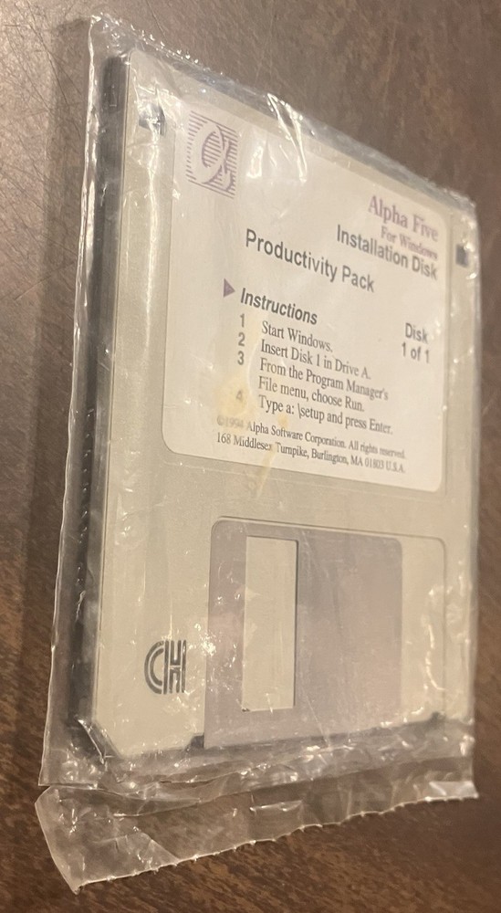 SEALED Alpha Five Windows Application II Pack + Productivity Pack 3.5” Floppy x3