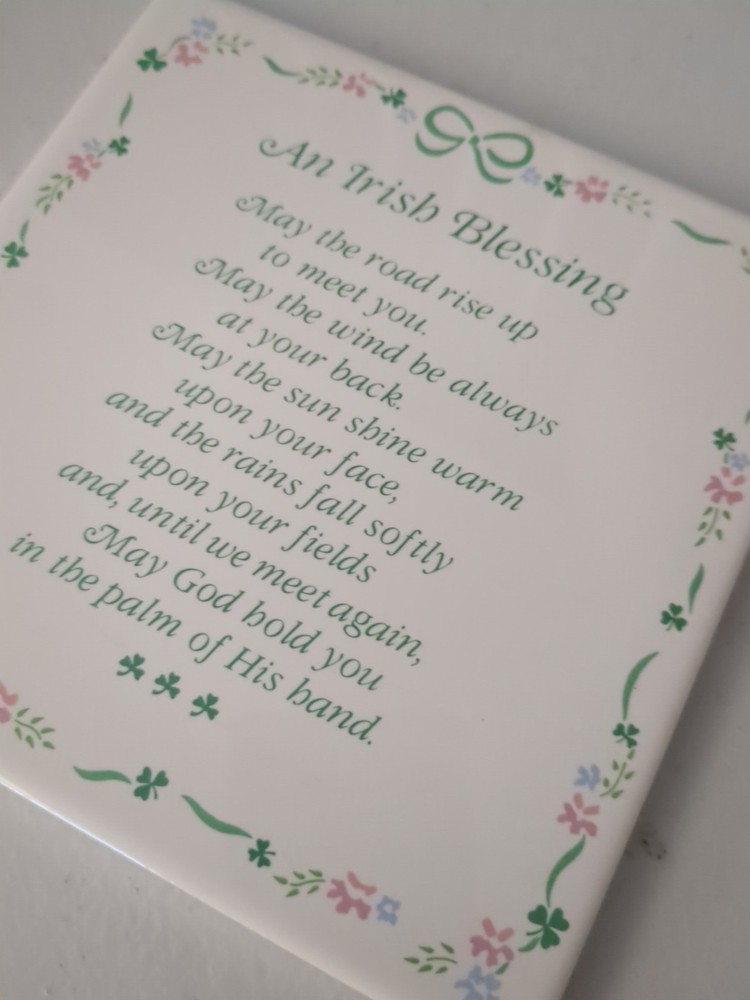 An Irish Blessing Ceramic Tile 6" Square RUSS Cork Backing