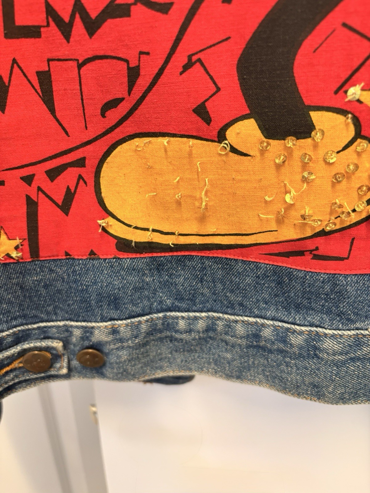 Mickey & Co. VTG Denim Jacket Large Mickey Mouse Embellished Disney Unisex 90