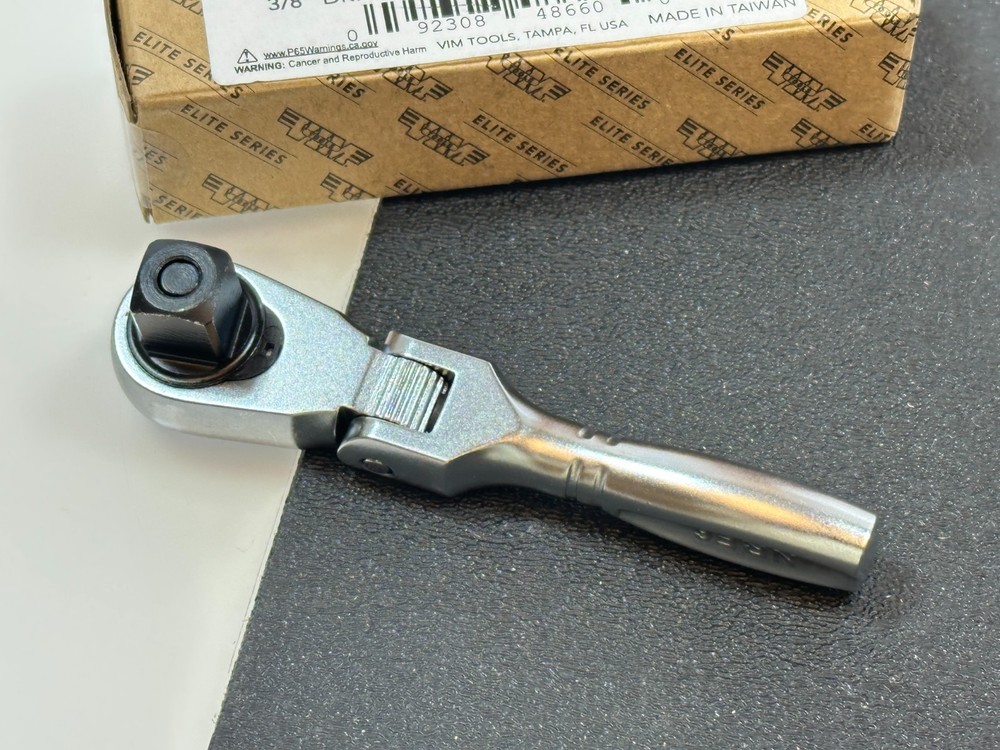 NEW VIM Tools NRF6 3/8" Dr. Nano Flex Head Quick Release Micro Ratchet 3.5" Long