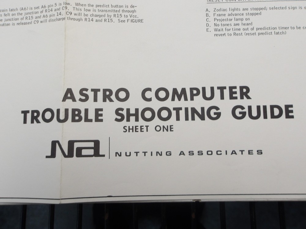 Nutting Associates:  Astro Computer -  Horoscope - Schematic Set - NOS