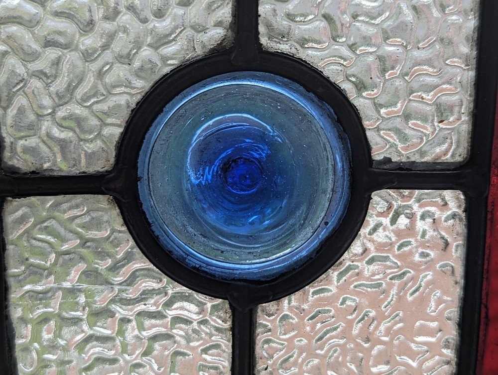 Compact Decorative English Victorian stained Glass Panel