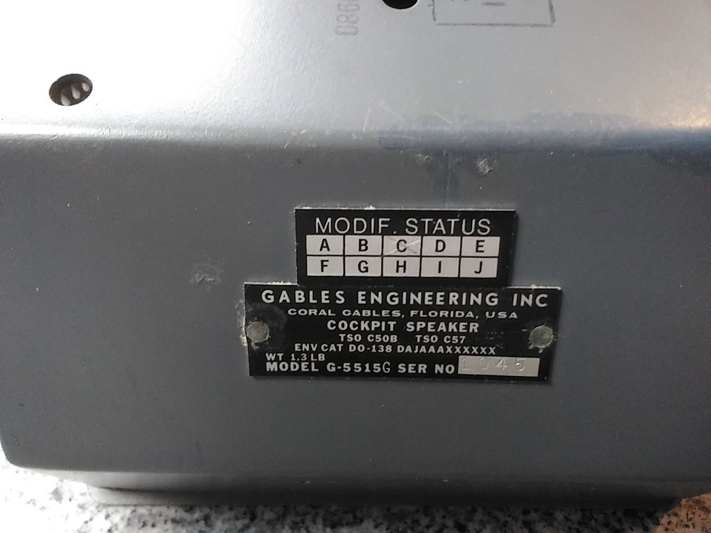 G-5515 COCKPIT SPEAKER MFG BY GABLES