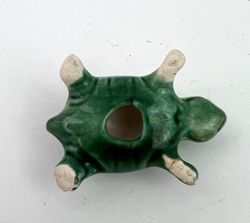Vintage Ceramic Green Turtle Figurine