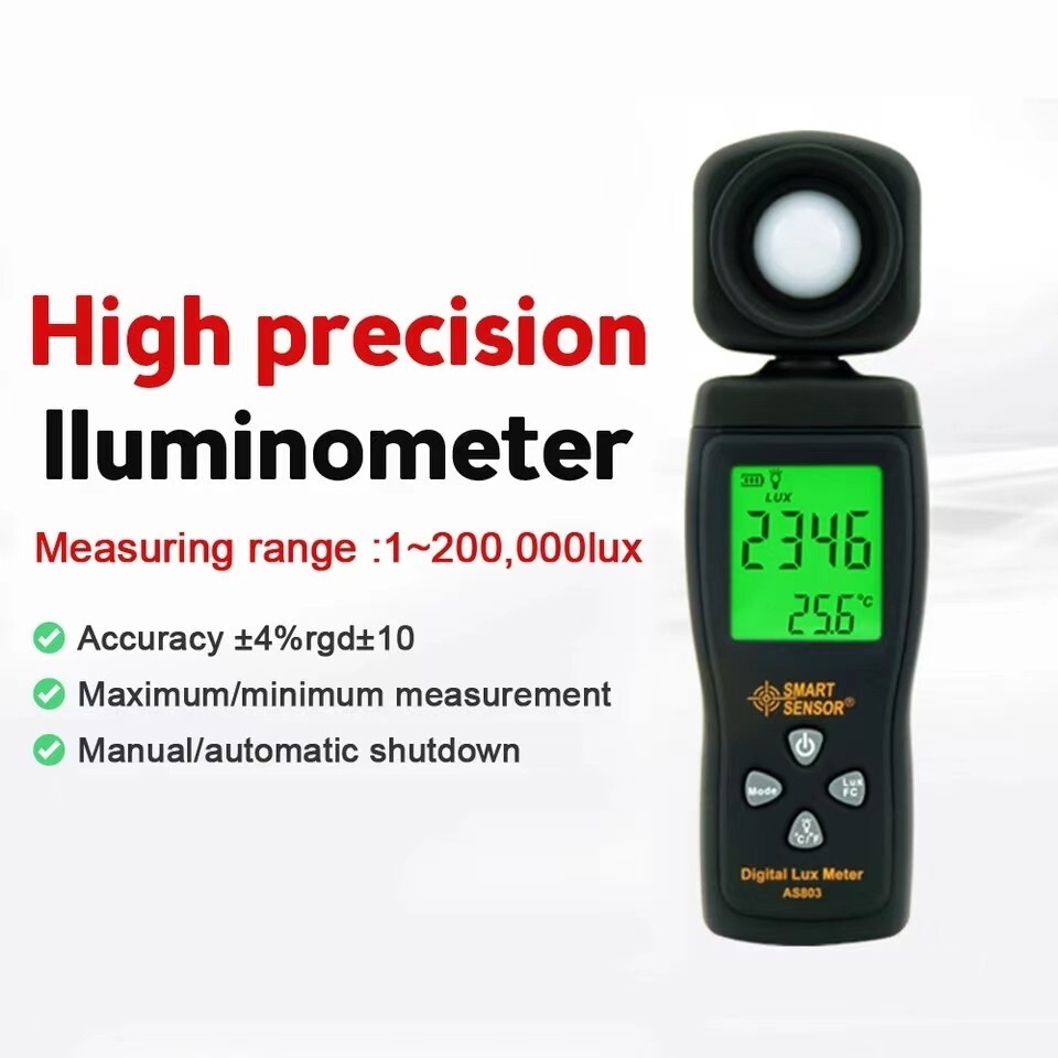 SMART SENSOR Digital Light Meter Luxmeter LCD Handheld UV Radiometer Photometer