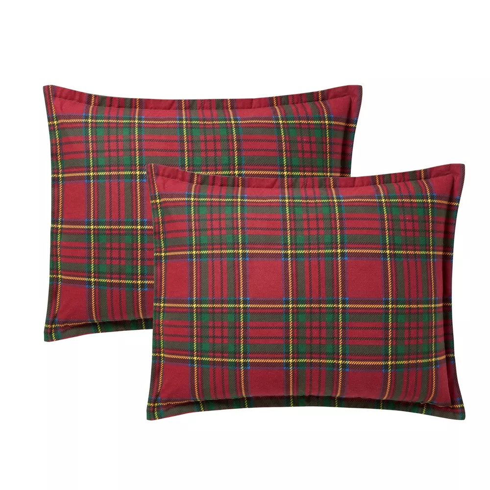 Hallmark King Flannel Plaid Comforter Set Red